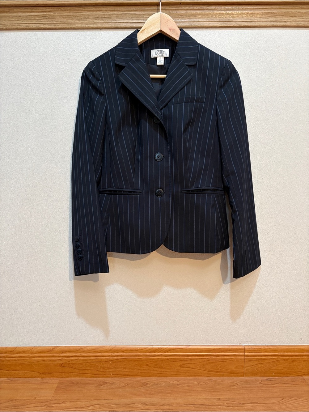 LOFT Navy Pinstripe Women's Blazer - Picture 4 of 12